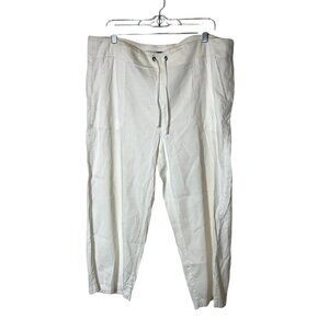 Eileen Fisher Womens White Linen-Blend Capri Pants Size L Large